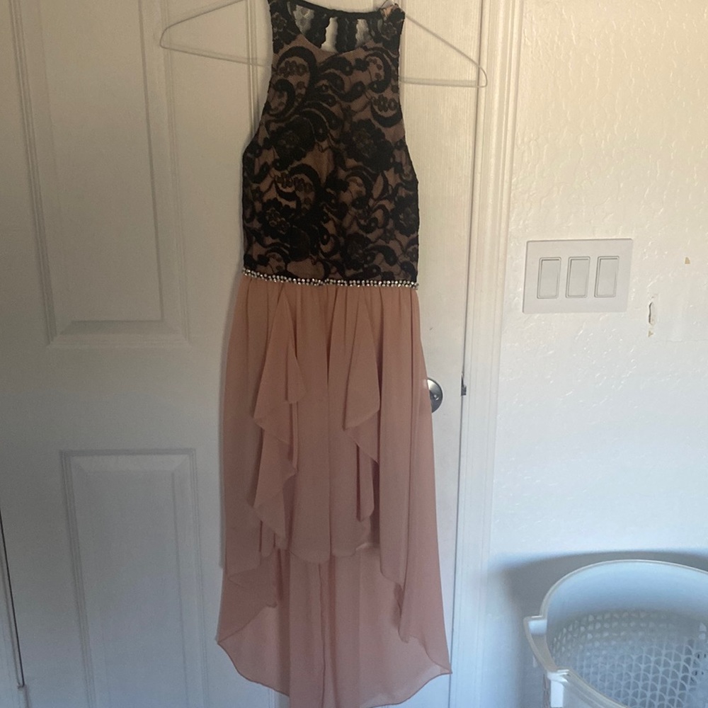 Pink and Black High Low Dress